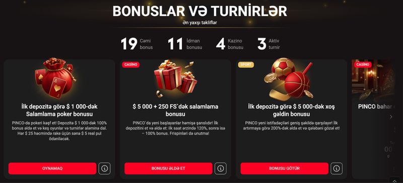 pinco az bonuslar